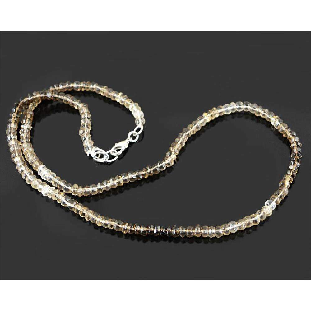 gemsmore:Beautiful Smoky Quartz Necklace Natural 20 Inches Long Round Shape Faceted Beads