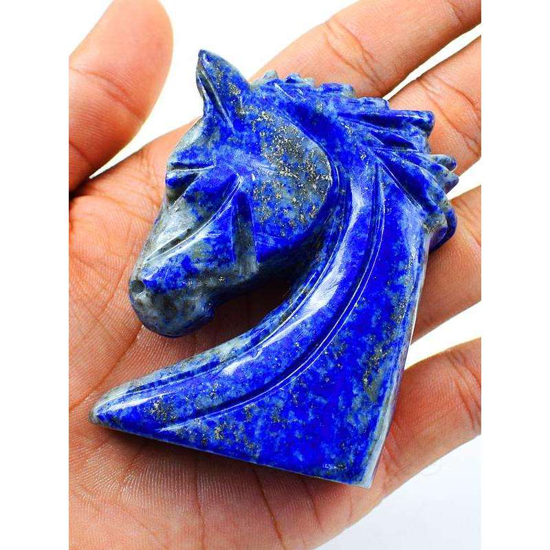 gemsmore:Beautifully Carved Blue Lapis Lazuli Horse Head