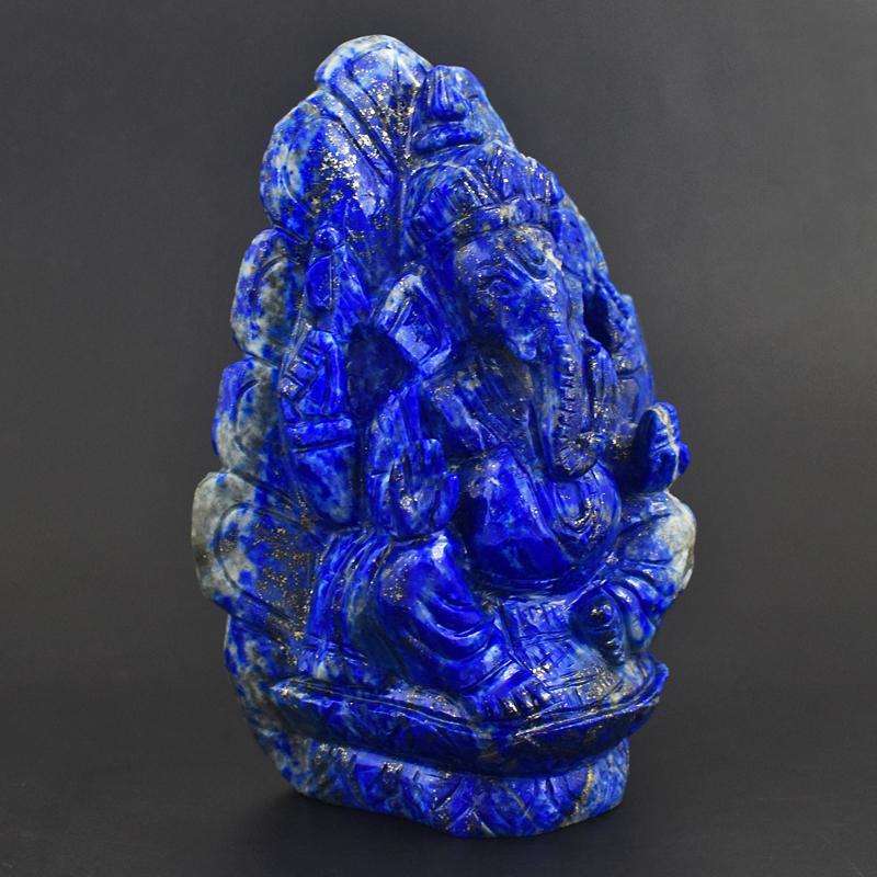 gemsmore:Best Blue Lapis lazuli Crystal Ganesha - hand Carved idol