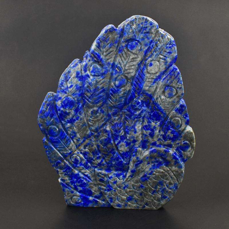 gemsmore:Best Blue Lapis lazuli Crystal Ganesha - hand Carved idol