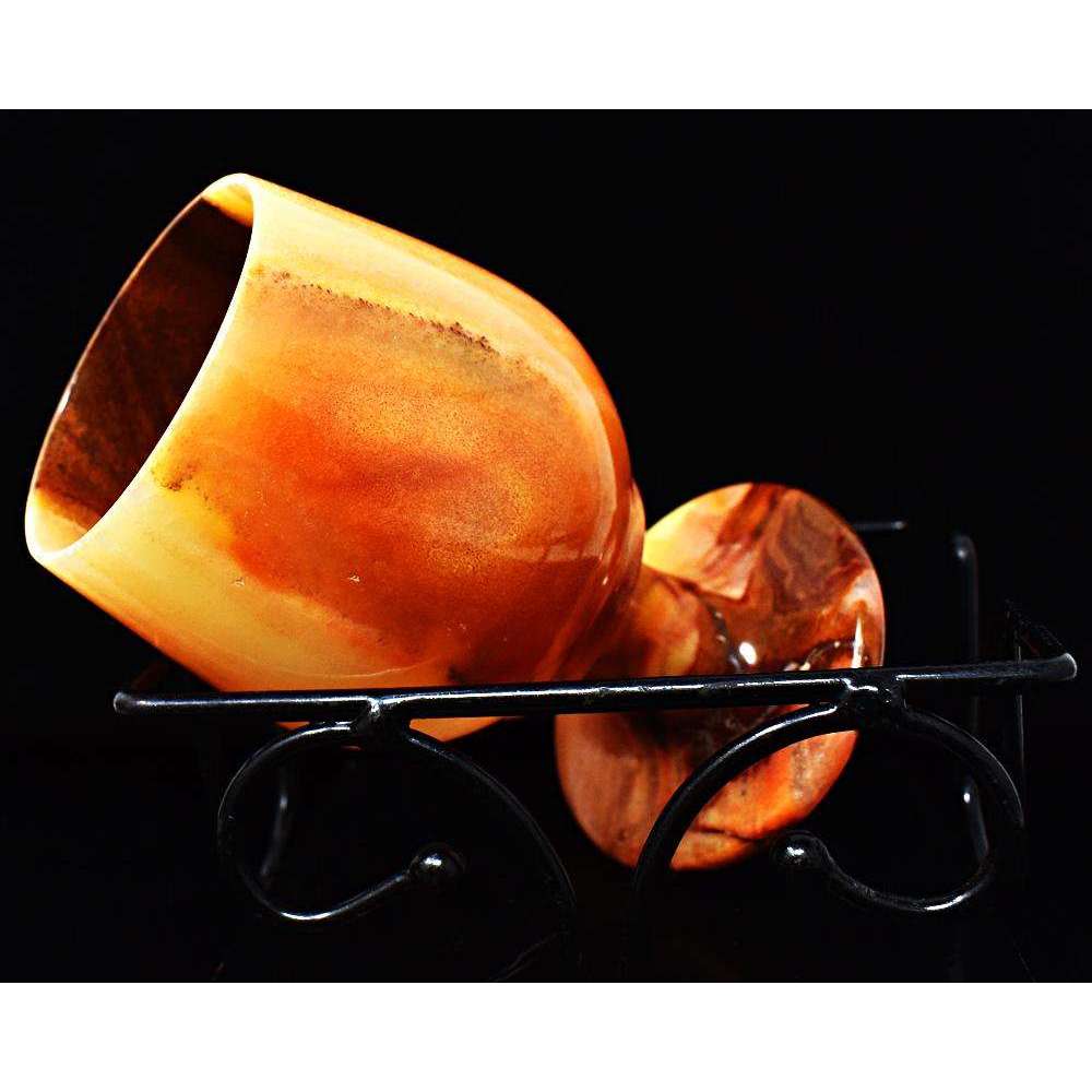 gemsmore:Big Size Amazing Hand Carved Agate Wine Glass