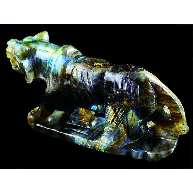 gemsmore:Big Size Blue Flash Top Labradorite Carved Tiger in gemstone