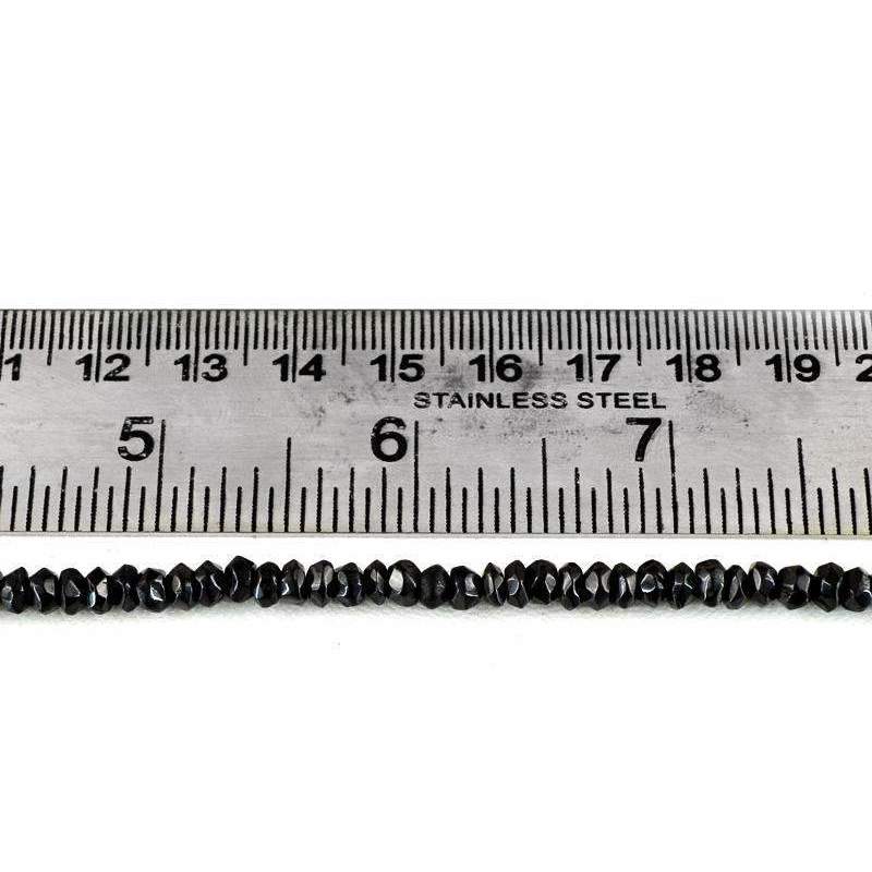 gemsmore:Black Spinel Drilled Beads Strand Natural Round Shape Faceted
