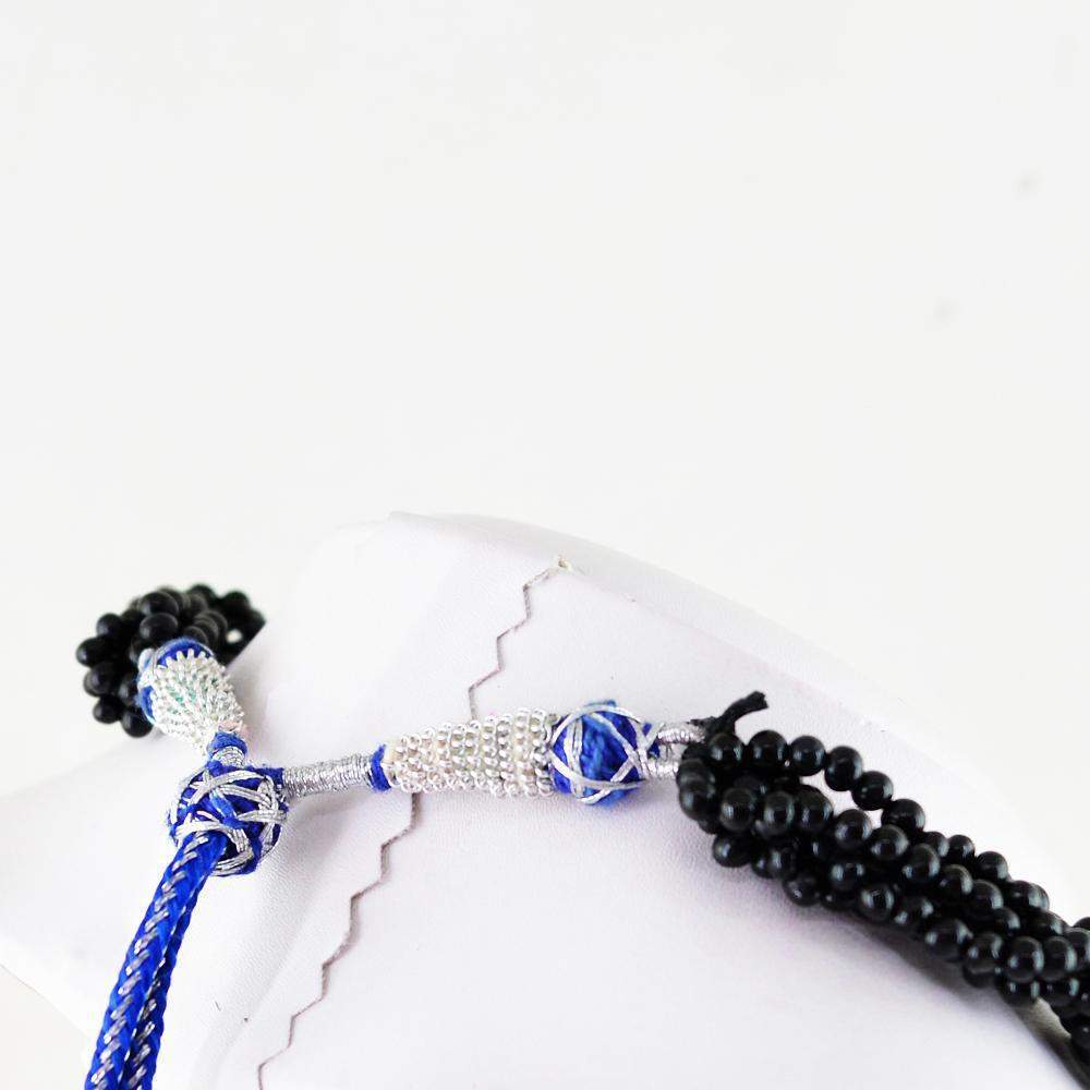 gemsmore:Black Spinel Necklace Natural Round Shape Beads - Best Quality