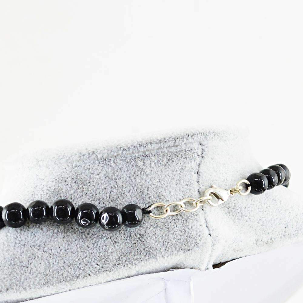 gemsmore:Black Spinel Necklace Natural Untreated Round Shape Beads