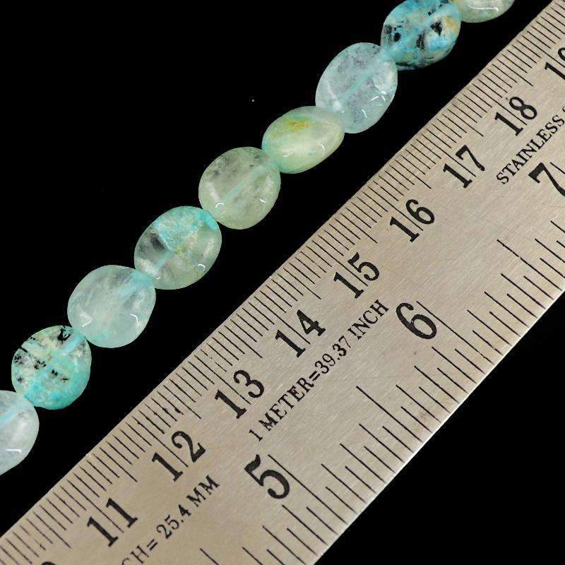 gemsmore:Blue Aquamarine Beads Strand Natural Oval Shape Drilled