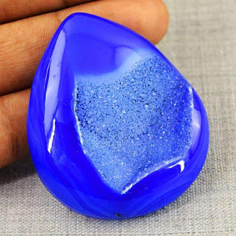 gemsmore:Blue Druzy Onyx Gemstone Natural Pear Shape