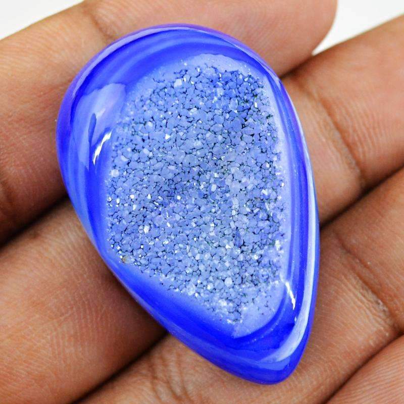 gemsmore:Blue Druzy Onyx Gemstone Natural Pear Shape
