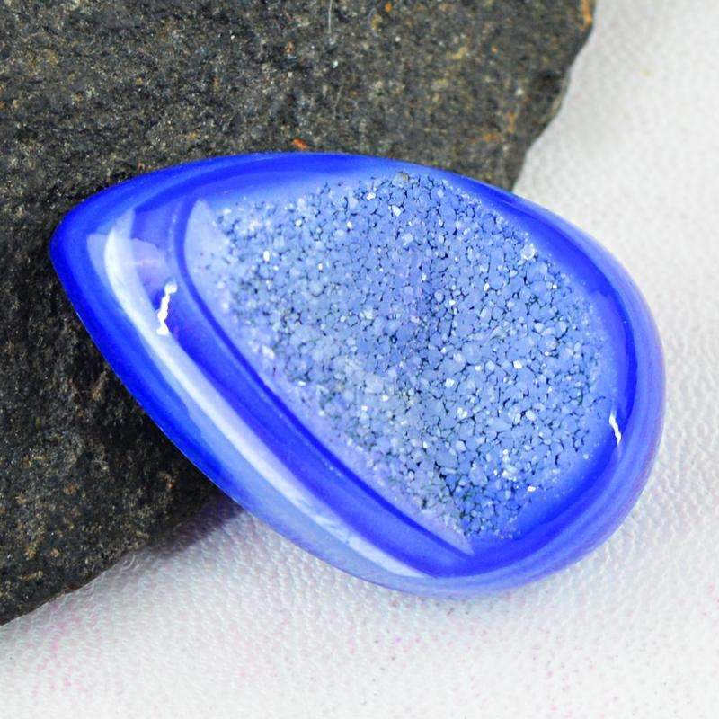 gemsmore:Blue Druzy Onyx Gemstone Natural Pear Shape