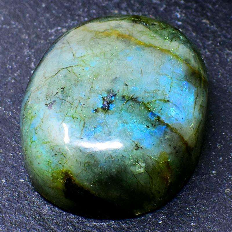 gemsmore:Blue Flash Labradorite Carved Oval Shape Cabochon