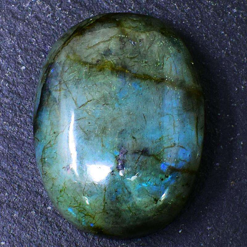 gemsmore:Blue Flash Labradorite Carved Oval Shape Cabochon