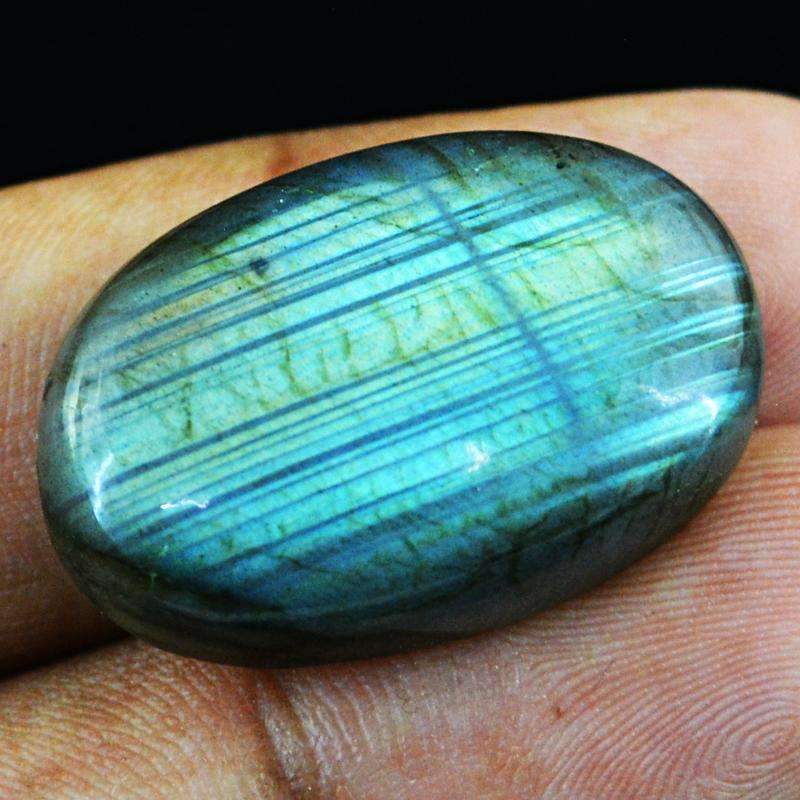 gemsmore:Blue Flash Labradorite Gemstone Natural Untreated Oval Shape