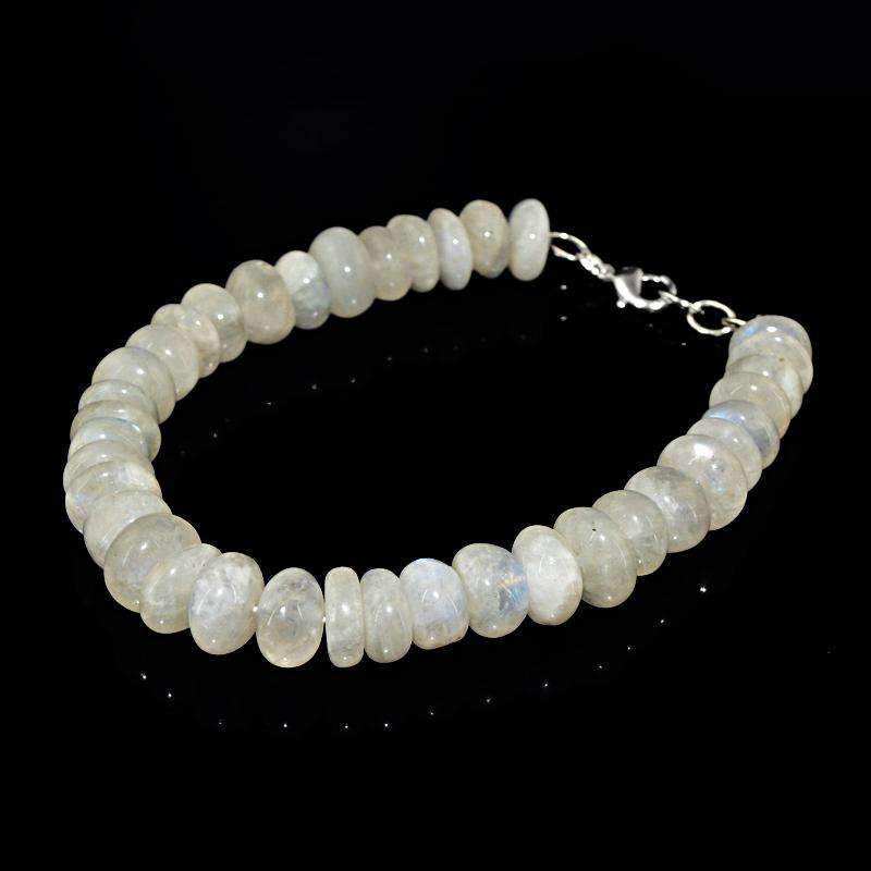 gemsmore:Blue Flash Moonstone Beads Bracelet - Natural Round Shape