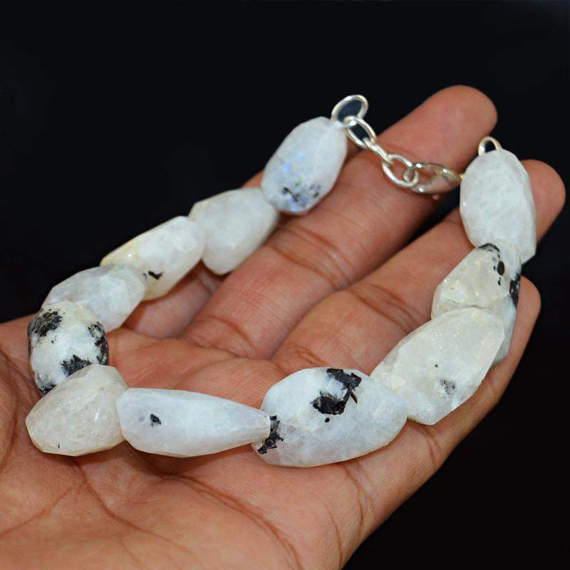 gemsmore:Blue Flash Moonstone Bracelet Natural Faceted Beads