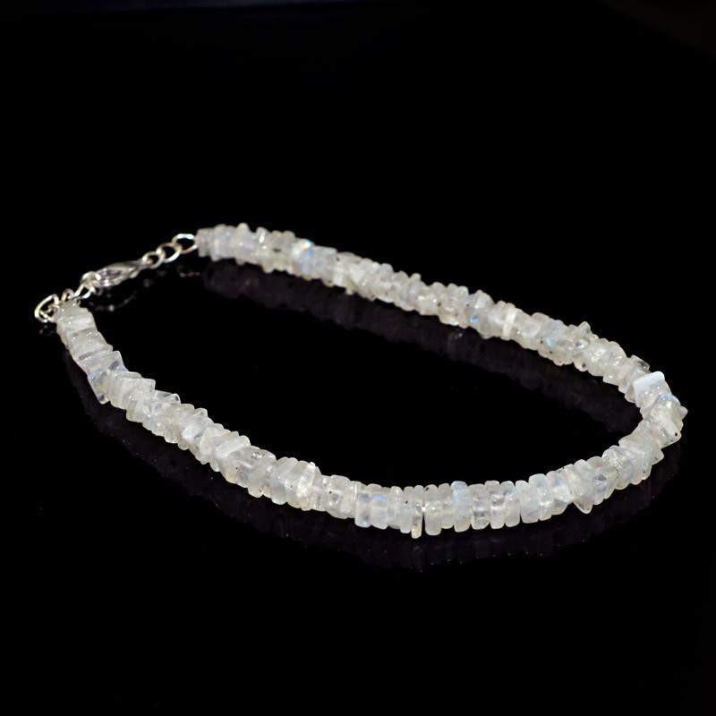 gemsmore:Blue Flash Moonstone Bracelet Natural Untreated Beads