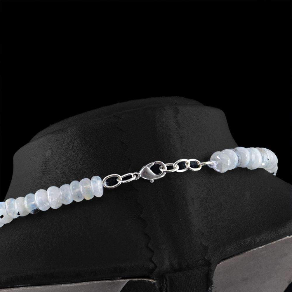 gemsmore:Blue Flash Moonstone Necklace Natural Round Shape Beads