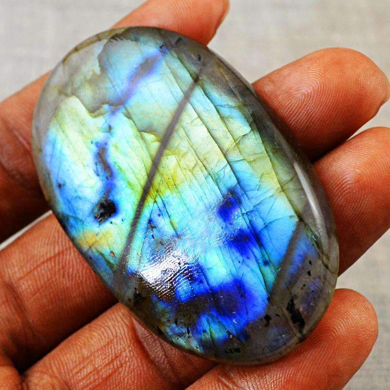 gemsmore:Blue & Golden Flash Labradorite Gemstone Natural Oval Shape