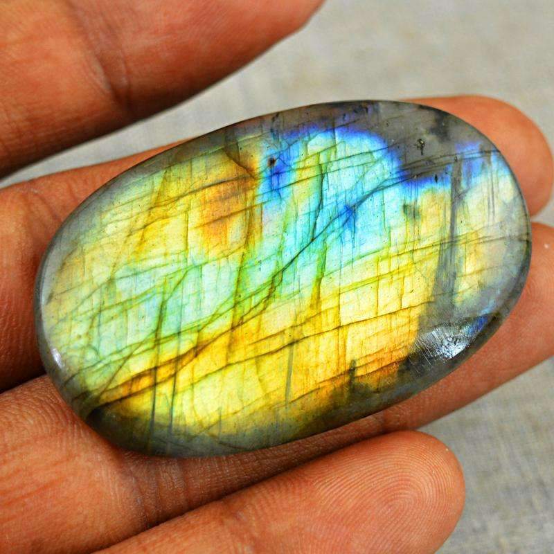 gemsmore:Blue & Golden Flash Labradorite Gemstone Natural Oval Shape