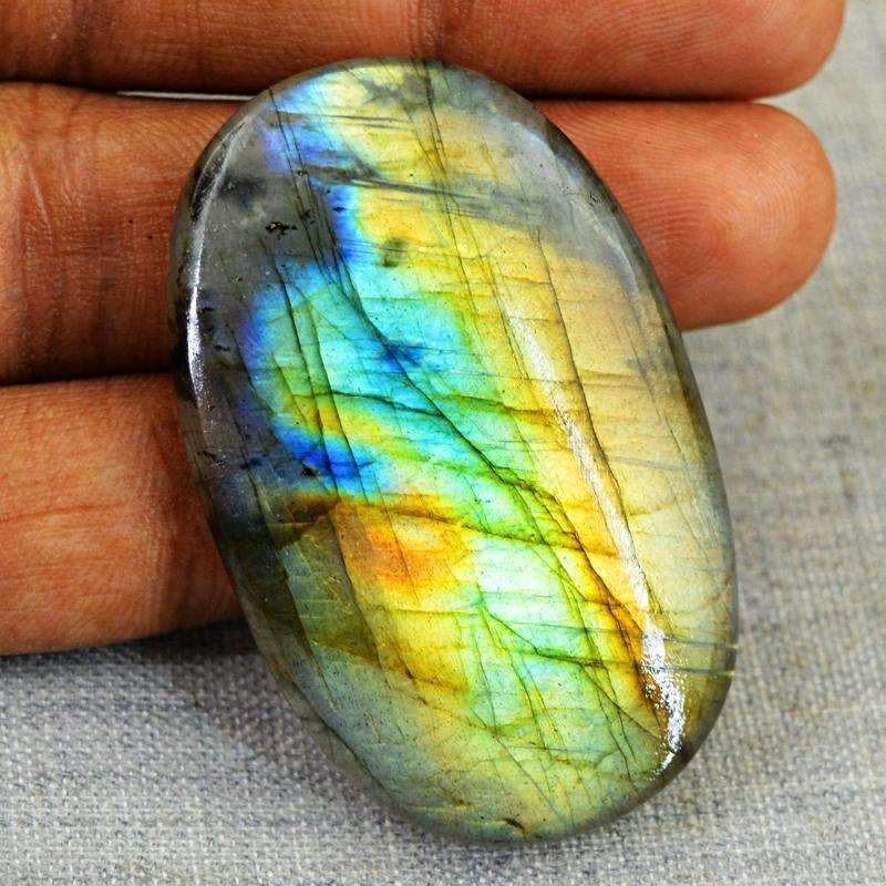 gemsmore:Blue & Golden Flash Labradorite Gemstone Natural Oval Shape