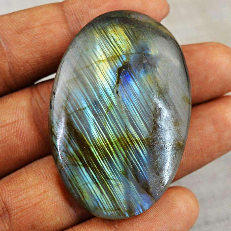 gemsmore:Blue & Golden Flash Labradorite Gemstone Natural Oval Shape