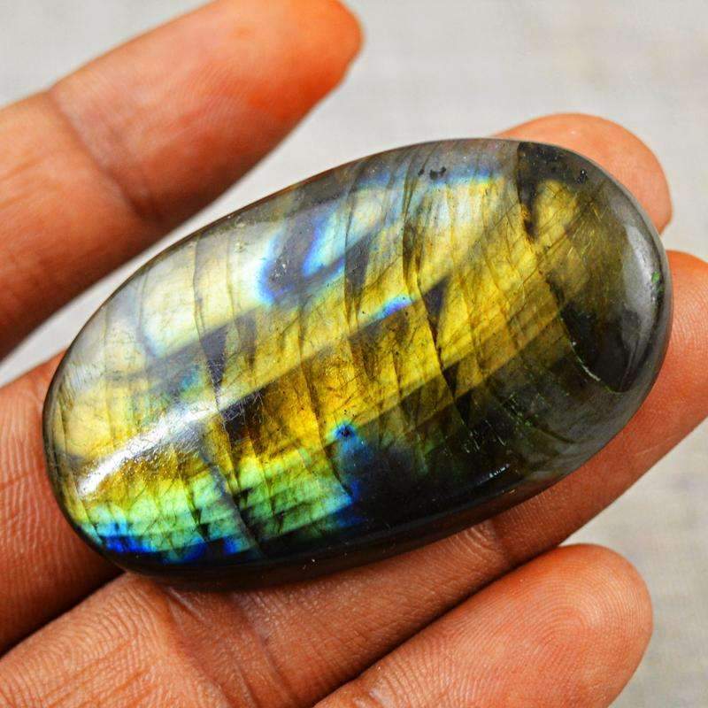 gemsmore:Blue & Golden Flash Labradorite Gemstone Natural Oval Shape