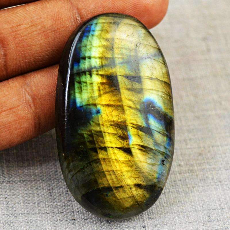 gemsmore:Blue & Golden Flash Labradorite Gemstone Natural Oval Shape