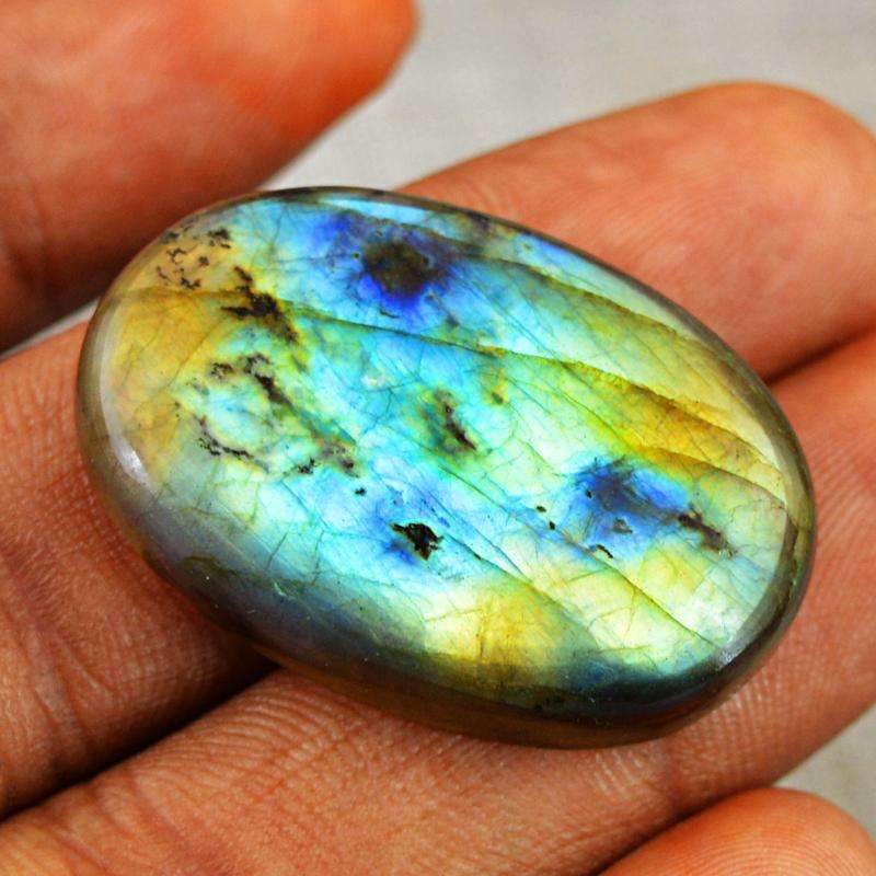 gemsmore:Blue & Golden Flash Labradorite Gemstone Natural Oval Shape