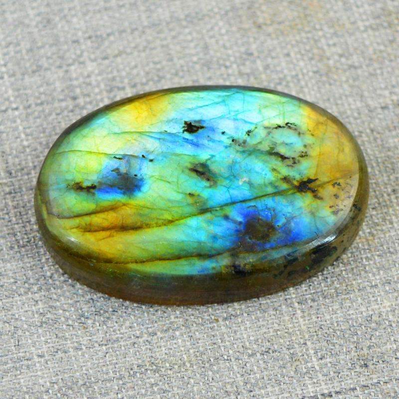 gemsmore:Blue & Golden Flash Labradorite Gemstone Natural Oval Shape