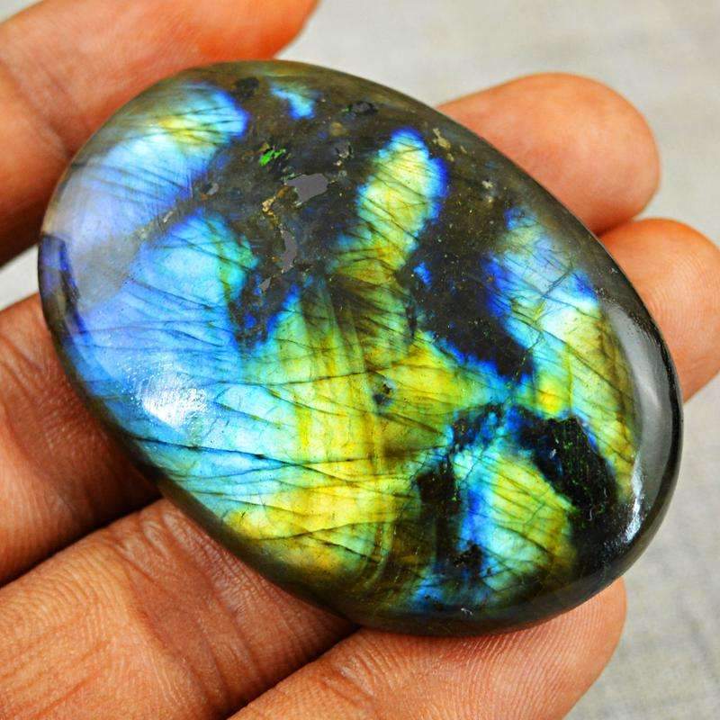 gemsmore:Blue & Golden Flash Labradorite Gemstone Natural Oval Shape