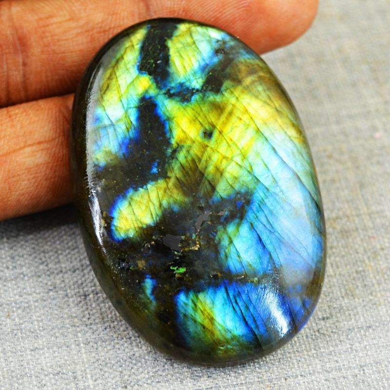 gemsmore:Blue & Golden Flash Labradorite Gemstone Natural Oval Shape