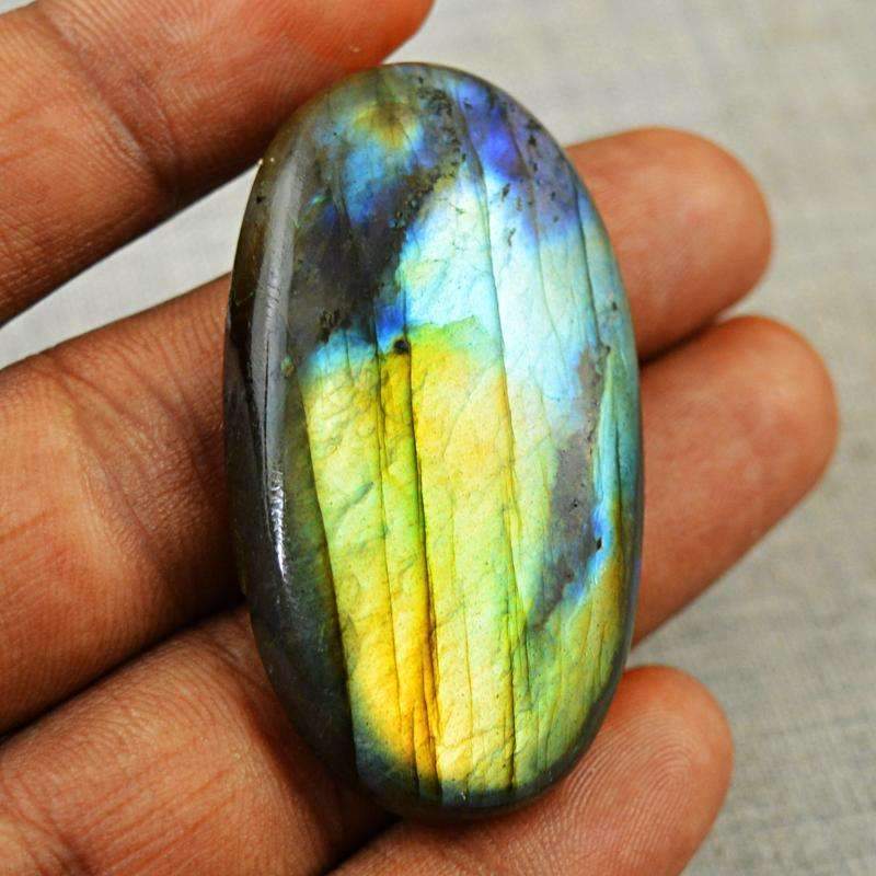 gemsmore:Blue & Golden Flash Labradorite Gemstone Natural Oval Shape