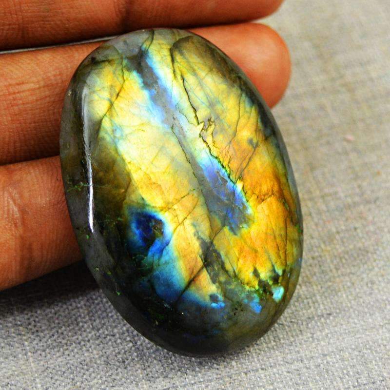 gemsmore:Blue & Golden Flash Labradorite Gemstone Natural Oval Shape