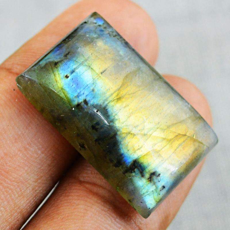 gemsmore:Blue & Golden Flash Labradorite Gemstone Natural Rectangular Shape