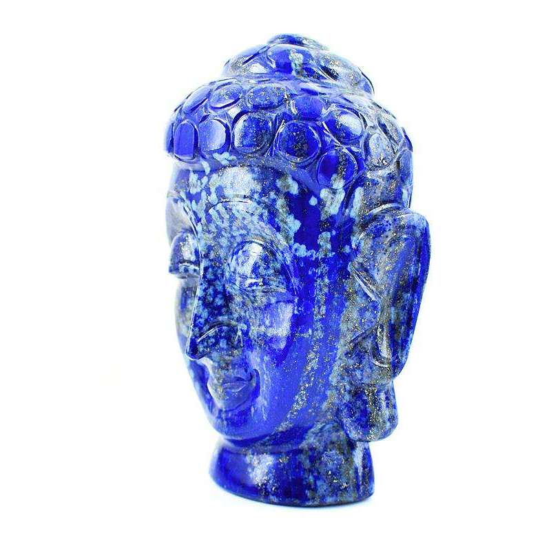 gemsmore:Blue Lapis Lazuli Carved Lord Buddha Head Idol Gemstone
