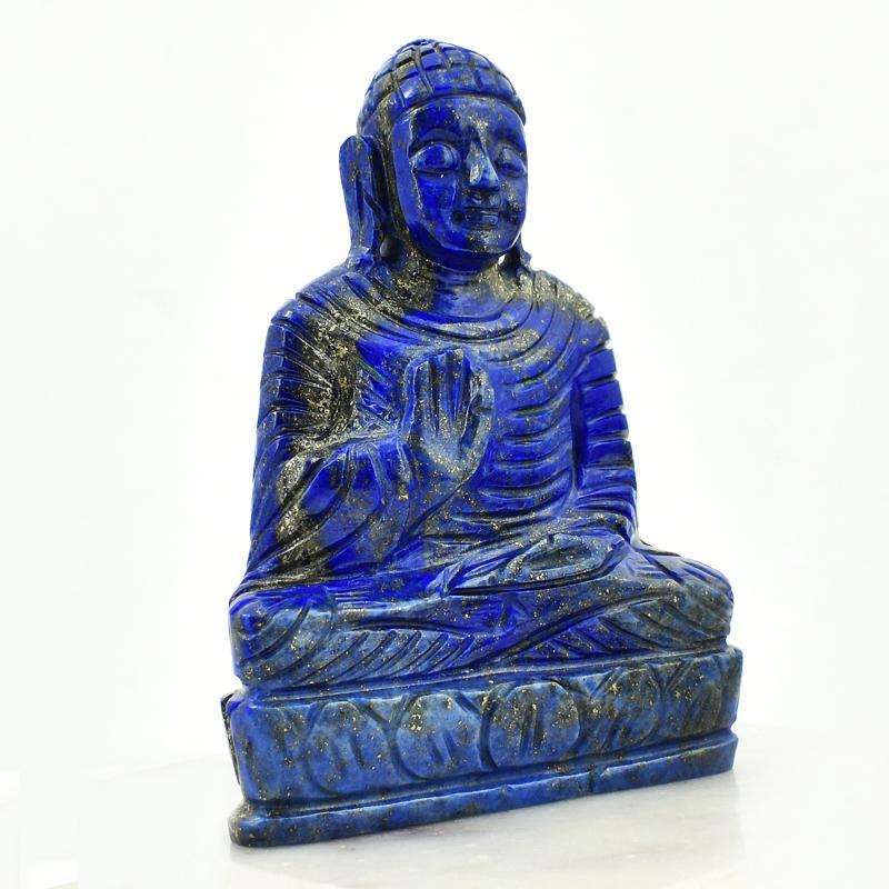 gemsmore:Blue Lapis Lazuli Hand Carved Buddha Idol