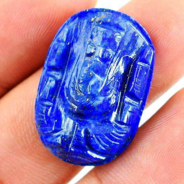 gemsmore:Blue Lapis Lazuli Hand Carved Ganesha Gemstone