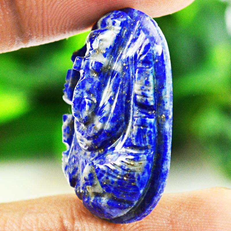 gemsmore:Blue Lapis Lazuli Hand Carved Ganesha Gemstone