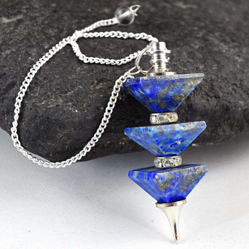gemsmore:Blue Lapis Lazuli Healing Pyramid Pendulum Natural Untreated