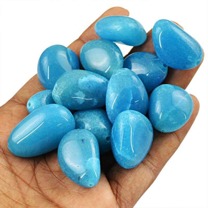 gemsmore:Blue Onyx Beads Lot - Natural Drilled