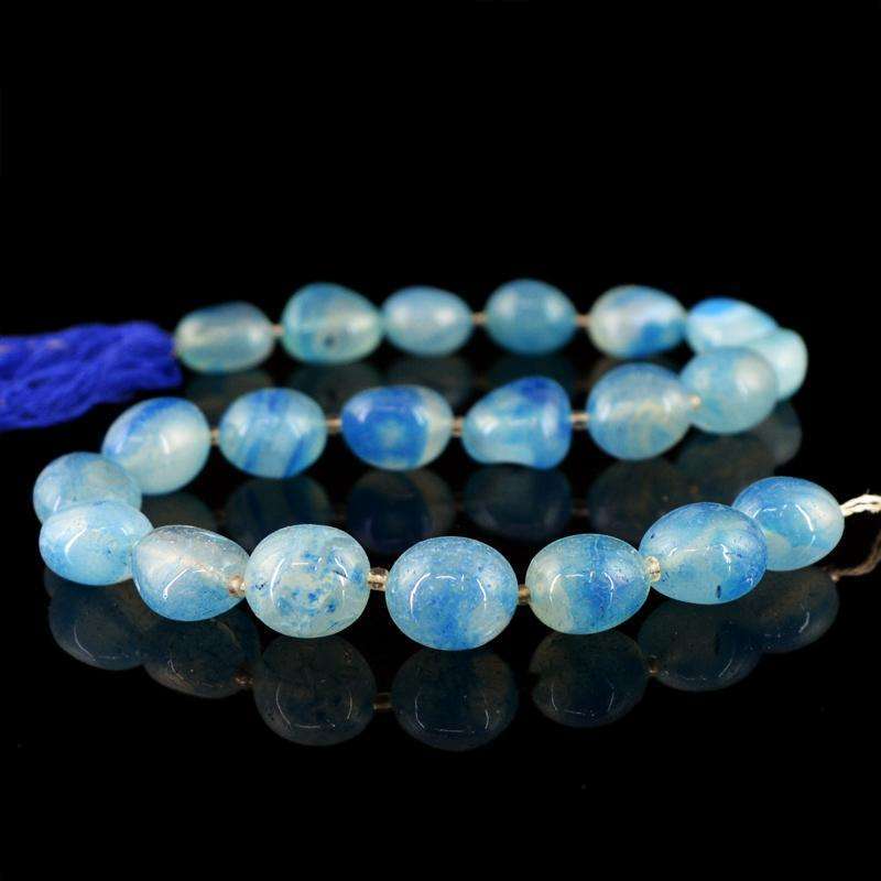 gemsmore:Blue Onyx Beads Strand Natural Untreated