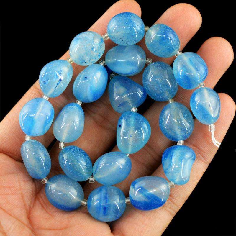 gemsmore:Blue Onyx Beads Strand Natural Untreated