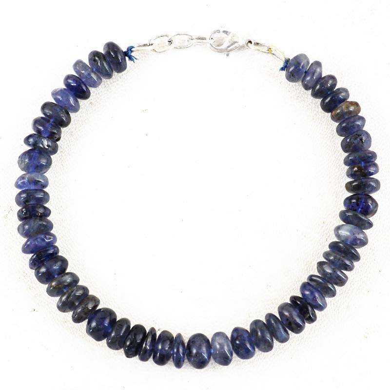gemsmore:Blue Tanzanite Beads Bracelet Natural Round Shape