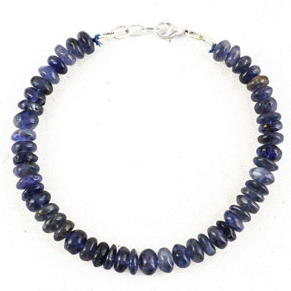 gemsmore:Blue Tanzanite Beads Bracelet Natural Round Shape