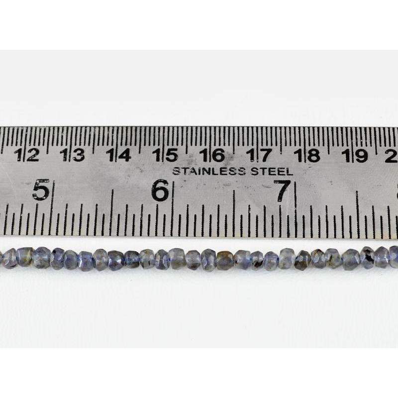 gemsmore:Blue Tanzanite Beads Strand Natural Faceted Round Shape Drilled