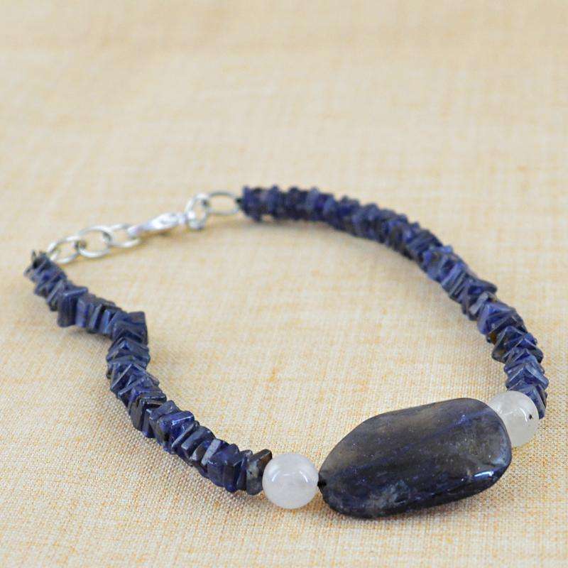 gemsmore:Blue Tanzanite Bracelet Natural Untreated Beads