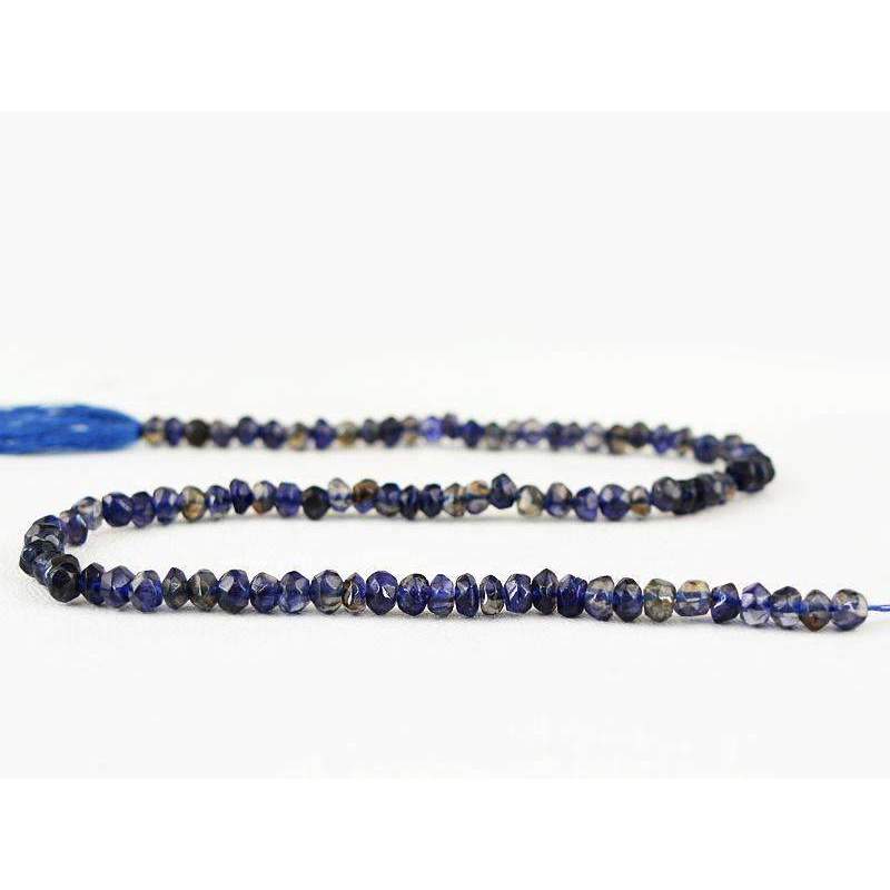 gemsmore:Blue Tanzanite Drilled Beads Strand Natural Round Shape Faceted