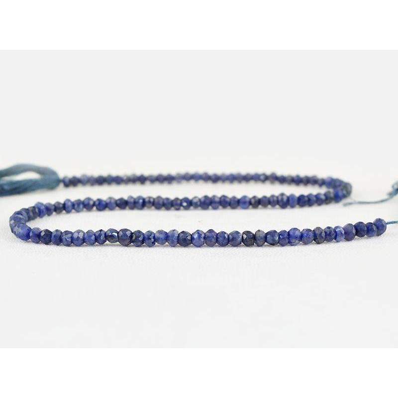 gemsmore:Blue Tanzanite Drilled Beads Strand Natural Round Shape Faceted