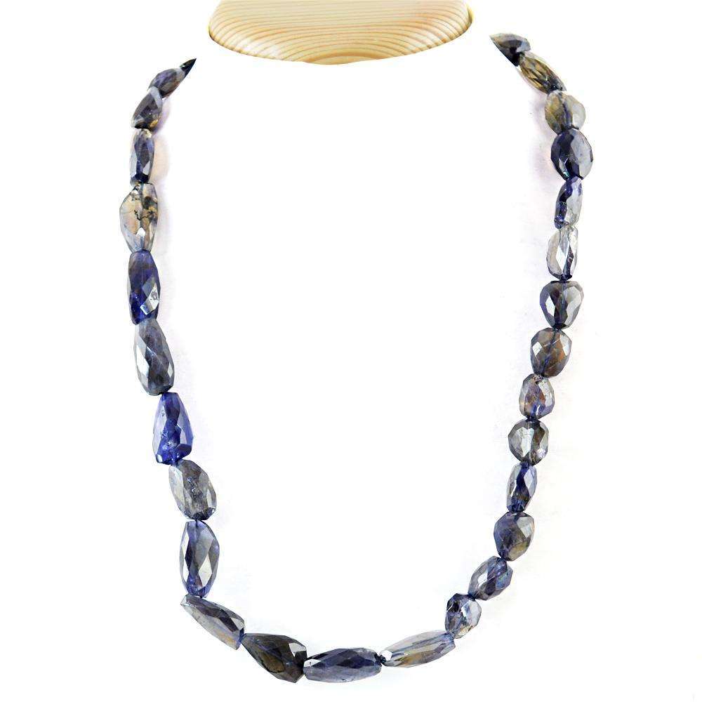 gemsmore:Blue Tanzanite Necklace Natural 20 Inches Long Faceted Beads