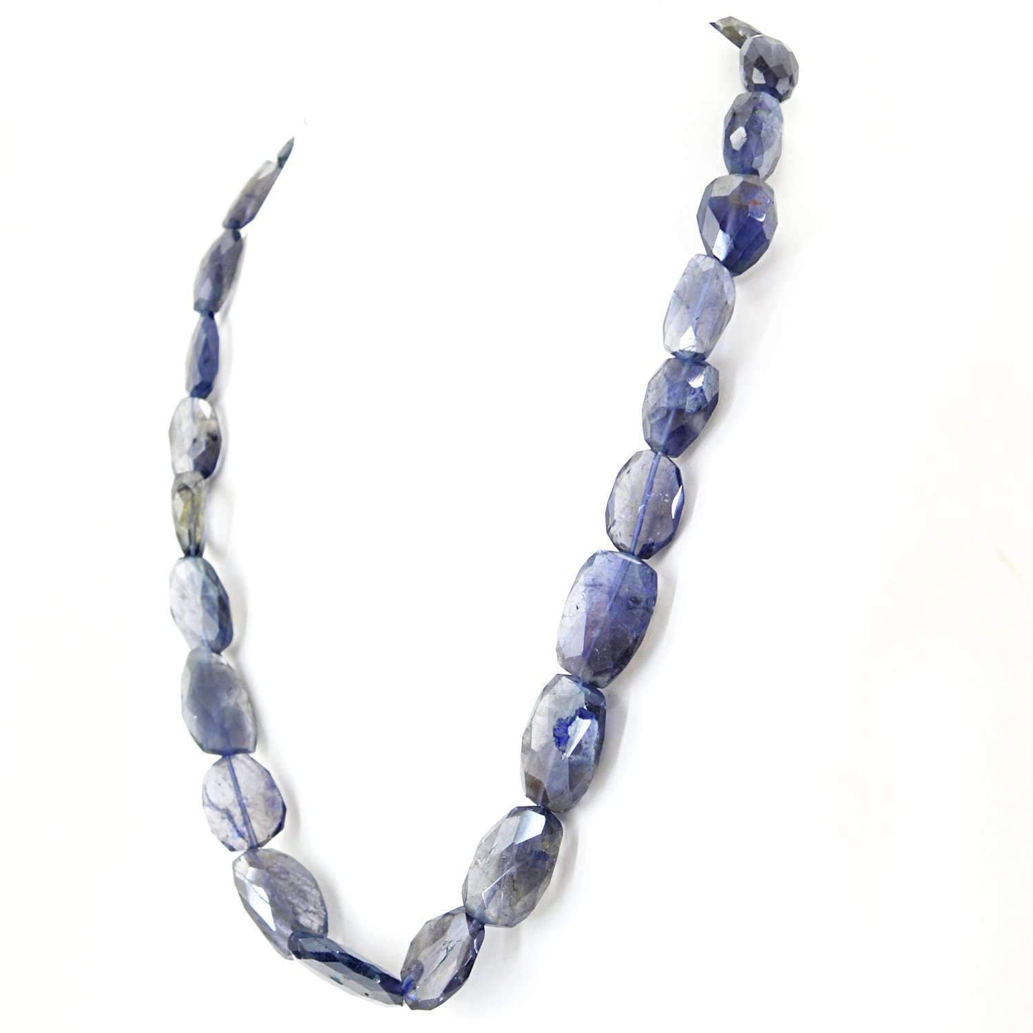gemsmore:Blue Tanzanite Necklace Natural 20 Inches Long Faceted Beads