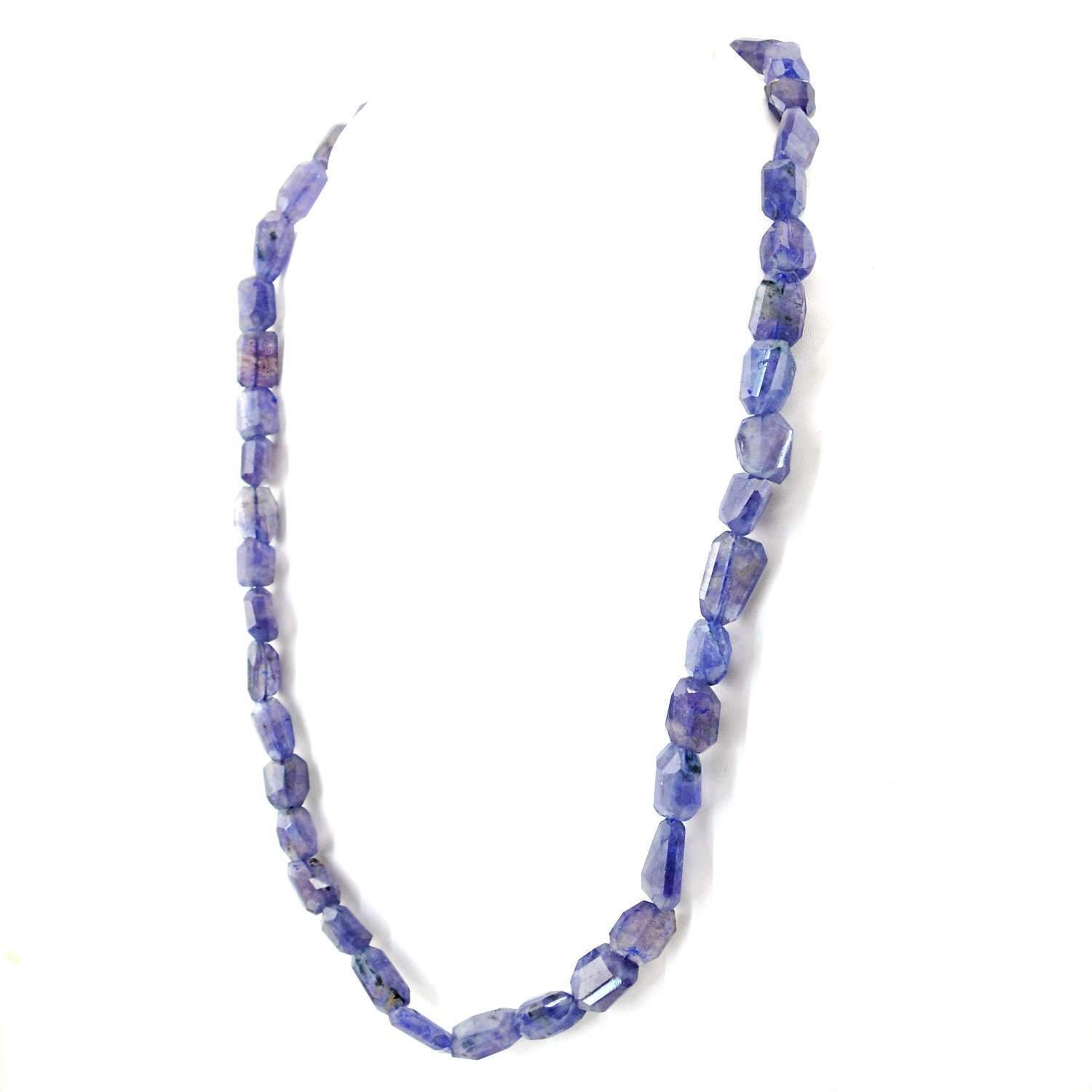 gemsmore:Blue Tanzanite Necklace Natural Faceted Beads